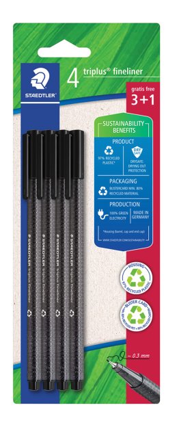 4 feutres Staedtler Triplus Fineliner 334 pointe superfine noir