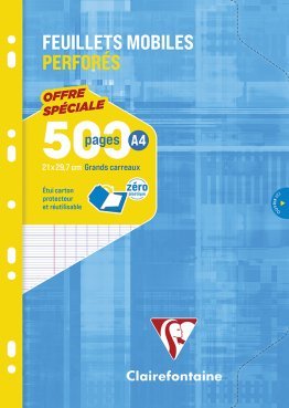 250 feuillets mobiles 21x29,7cm seyes Clairefontaine