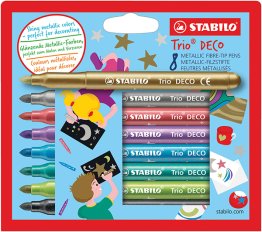8 Feutres Stabilo Trio Déco métallic
