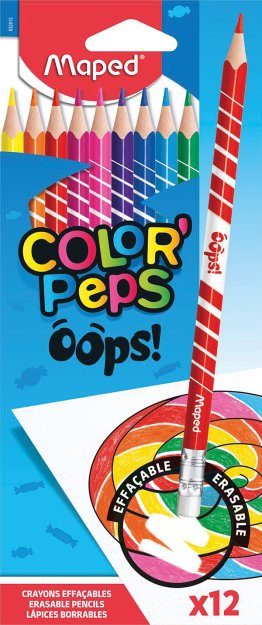 12 crayons de couleur effaçables Maped Color'peps Oops!