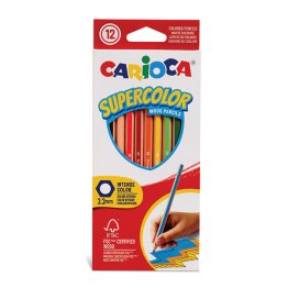 12 crayons de couleur Carioca supercolor corps hexagonal