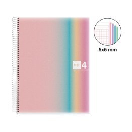 Notebook Miquelrius 120p 21x29,7cm 5x5 onglets 4 couleurs motif tie&dye rose
