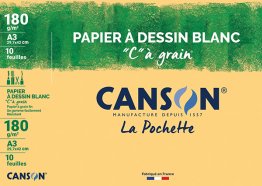 10 feuilles de papier dessin blanc à grain A3 Canson