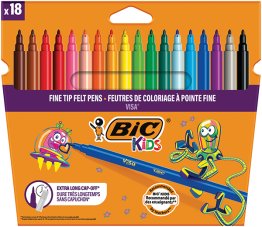 18 feutres pointe fine Bic Visa 880