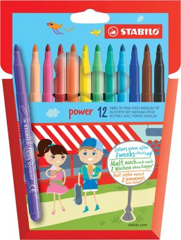 12 feutres pointe moyenne Stabilo Power