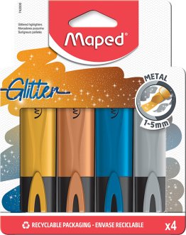 4 surligneurs Maped Fluo'Peps glitter metal