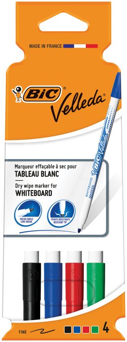 4 feutres effaçables à sec pointe fine Bic velleda