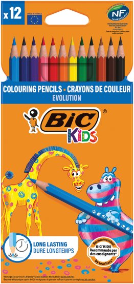 12 crayons de couleur Bic Kids Evolution
