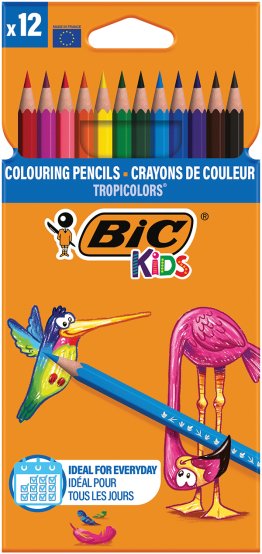 12 crayons de couleur Bic Kids Tropicolor 2