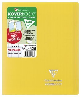 Cahier Koverbook recyclé 96p 17x22cm jaune Clairefontaine
