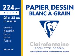 12 feuilles de papier dessin 24x32cm Clairefontaine