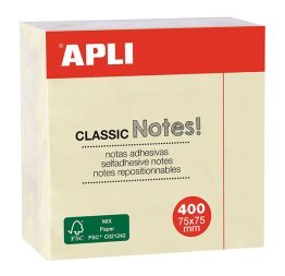 Bloc notes de 400 feuilles 75x75mm jaune Apli