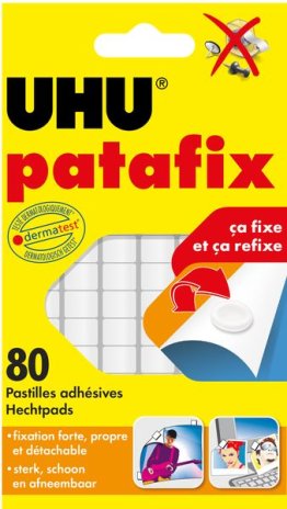 80 pastilles de pâte adhésive UHU Patafix blanches