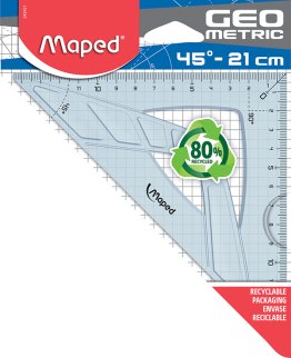Equerre recyclée 45° hypoténuse 21cm Maped